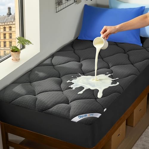 BEDLORE Waterproof Twin XL Mattress Pad, Breathable Mattress Protector for College Dorm Room Essentials with 6-15 Inch Deep Pocket, Noiseless Quilted Fitted Mattress Topper Bed Cover