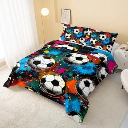 QOOMO Graffiti Football Kids Comforter Set Queen Size