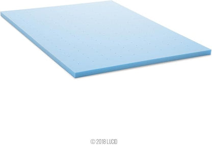 Lucid 2 Inch Memory Foam Mattress Topper, Twin XL Size – Cooling Gel Bed Topper – Pressure-Relieving Plush Feel – Ventilated Breathable Design – CertiPur Certified - Dorm Essentials