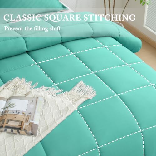 HIG 3pc Blue Queen Size Bedding Comforter Set Duvet Insert Blanket