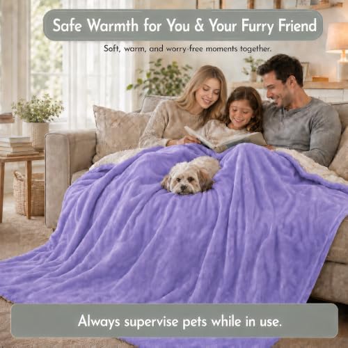 Electric Heated Blanket 84"x90" Queen Size, Light Purple