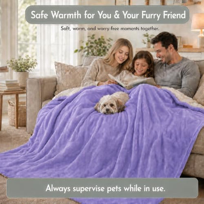 Electric Heated Blanket 84"x90" Queen Size, Light Purple