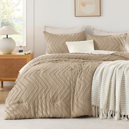 Andency Taupe Oversized King Comforter Set 120x98 Extra Large