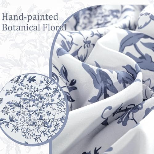 8 Pieces Blue Floral Comforter Set Full Size Bed in a Bag Bedding Set