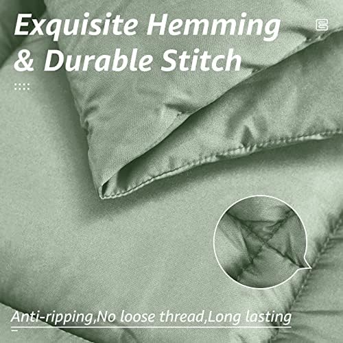 HYLEORY All Season Queen Size Bed Comforter - Cooling Down Alternative Quilted Duvet Insert with Corner Tabs - Winter Warm - Machine Washable - Sage Green