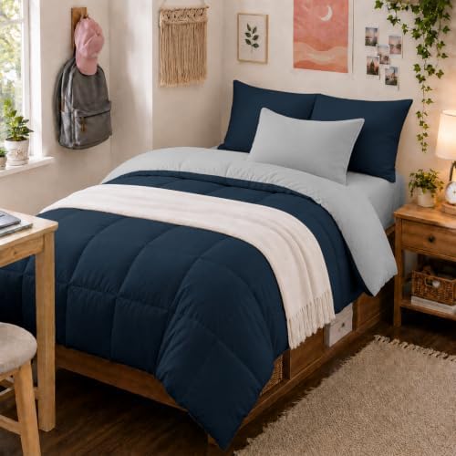 Anluoer Twin Comforter Set, 5 Piece Bed in a Bag Twin Bedding Sets