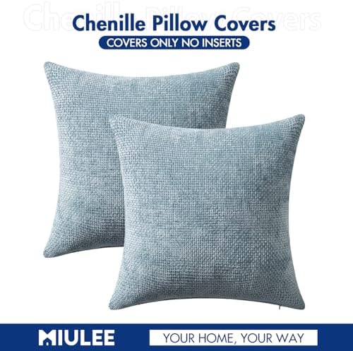 MIULEE Decorative Couch Throw Pillow Covers 20x20 Inch Coastal Blue 2 Pack