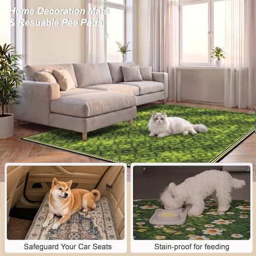 Washable Training Pads for Dog Pee Pads for Dogs - Reusable & Super Absorbent Puppy Pads Pet Potty Crates Dog Supplies Puppy Essentials Green/Multi 24" x 36", 2 Pack