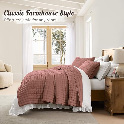 WDCOZY Cloud Soft Quilt Set, Twin Size, Rosewood, 2 Pieces 68x90 inches