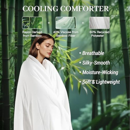 NEXHOME PRO 100% Viscose Derived from Bamboo Comforter King Size - Cooling & Moisture-Wicking Bedding - All Season Lightweight Design - Natural Organic King Duvet Insert