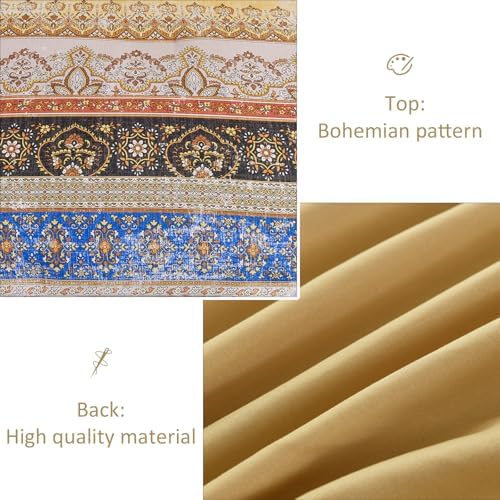 Cottolester Boho Full Comforter Set,Yellow Bohemian Striped Bed in a Bag