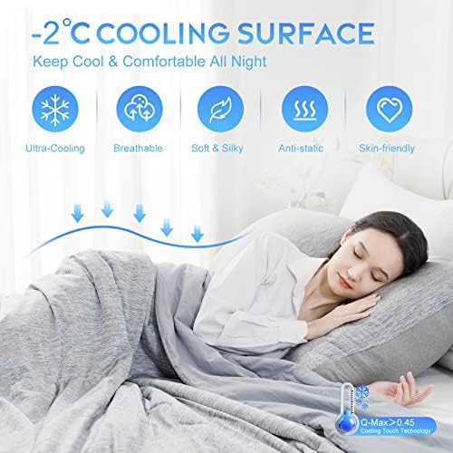 CHOSHOME Cooling Comforter Cooling Blanket, Q-Max 0.45 Cool Sleeping Summer Blanket for Hot Sleeper Night Sweats, Twin XL 60" x 90", Grey