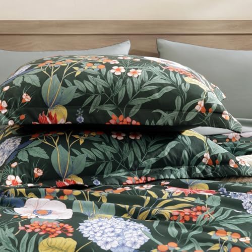 King Size Comforter Set-7 Pieces Green Floral Bed in a Bag King Bedding Set