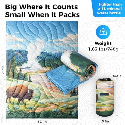 KingCamp Ultralight Camping Blanket, Wearable Packable Blanket,79"x57"