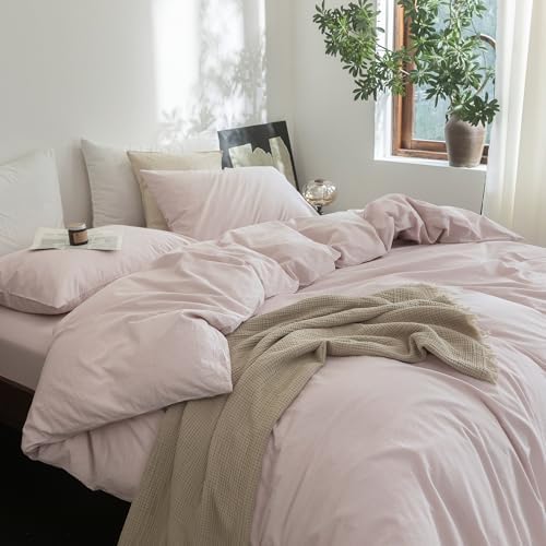 FOSSA Duvet Cover Set 100% Washed Cotton Linen Feel Twin