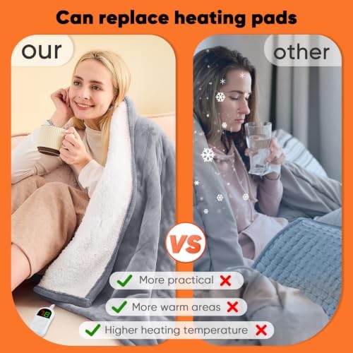 greenoak Heated Blanket Electric Twin Heating 62"X84",Gifts for Women