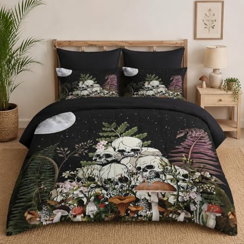 Pamnest Twin Comforter Set with Sheets, 5 Pieces Mushroom Plant Bedding