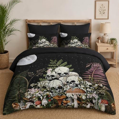 Pamnest Twin Comforter Set with Sheets, 5 Pieces Mushroom Plant Bedding
