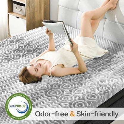 SINWEEK Mattress Topper 5-Zone Memory Foam Mattress Topper Pressure Relieve Soft Mattress Pad, CertiPUR-US Certified, 1.5 Inch Twin XL Size, Gray