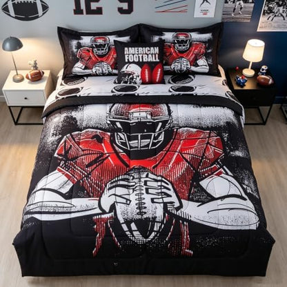 Football Bedding Twin for Boys 6 Pieces Sports Comforter Set