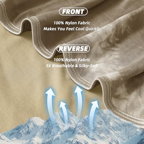 inhand Cooling Blanket Queen Size for Hot Sleepers (90"x90", Beige)