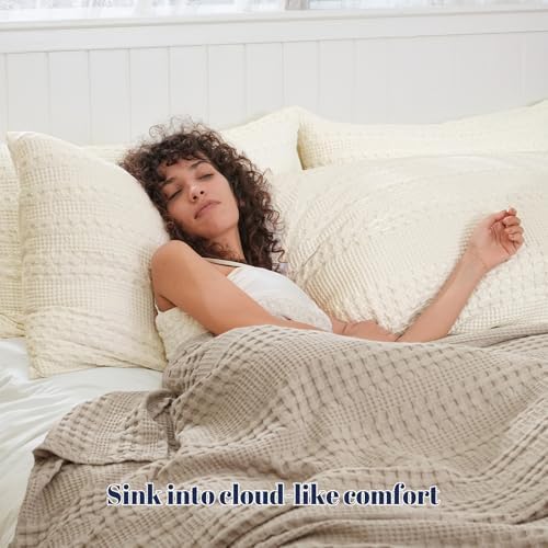 PHF Cotton Waffle Body Pillowcase 20" x 54", Ivory, No Insert