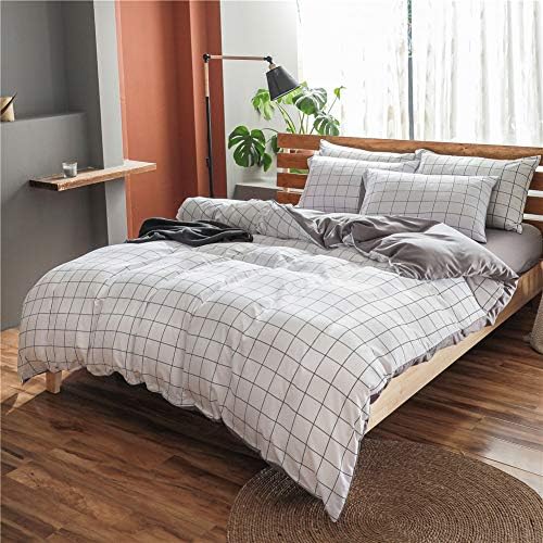 NSNLGSGC Twin Duvet Cover Set Grid White - Kids