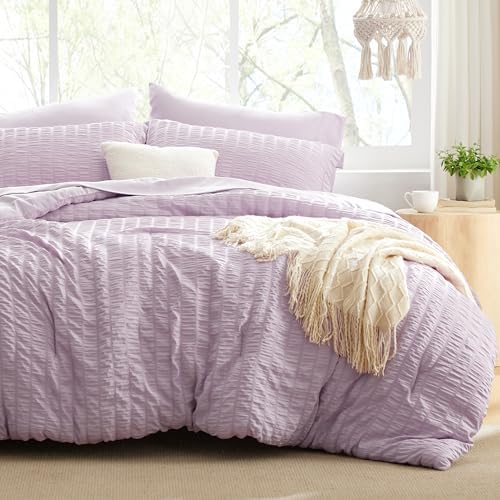 Love's cabin Seersucker Lavender Twin XL Comforter Set