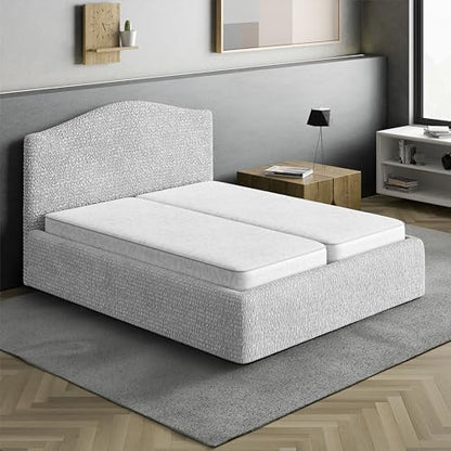 PAULATO BY GA.I.CO. Stretch Headboard and Frame Slipcover – Soft Bi-Elastic 1-Piece Bedframe Cover – Furniture Protector Machine Washable – Light Grey (Full/Queen 55"-71" Wide)