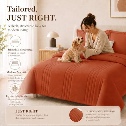 CozyLux Queen Comforter Set Burnt Orange - 7 Pieces Bed in a Bag