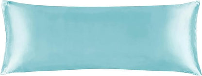 BEDELITE Satin Body Pillow Cover, Super Soft and Cooling Body Pillow Pillowcase for Hair and Skin, Breathable Silky Full Long Pillowcase Cover(20"x54", Blue)