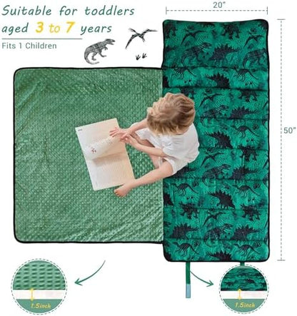 Lasoftan Toddler Nap Mat with Pillow and Blanket, Extra Large Rolled Napping Mats,Slumber Bags for Boys Girls,Kids Sleeping Bag for Daycare, Preschool Travel Camping