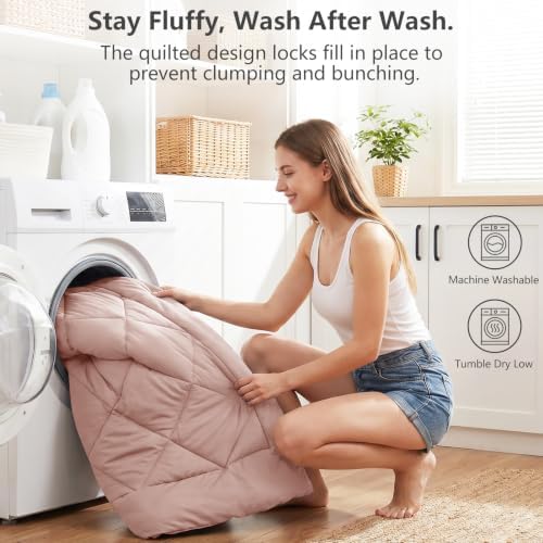 CozyLux Queen Comforter Set 88"x88" Dusty Pink - 7 Piece Bed in a Bag
