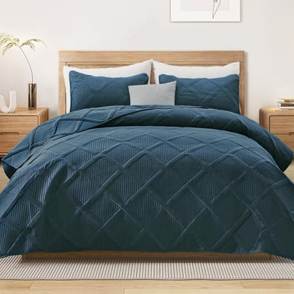 Exclusivo Mezcla 2-Piece Soft Twin Size Quilt Bedding Set, Navy Blue