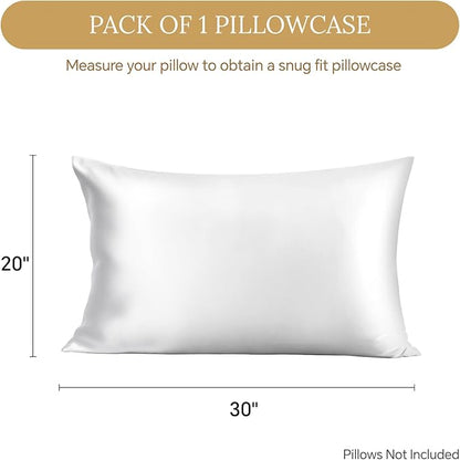 INFIIXSO Mulberry Silk Pillowcase for Hair and Skin, Silk Pillow Cases Queen Size with Hidden Zipper 20x30 Inches, Extraordinary Smooth and Soft Cooling Pillow Cases for Hot Sleepers(White, 1 Pack)