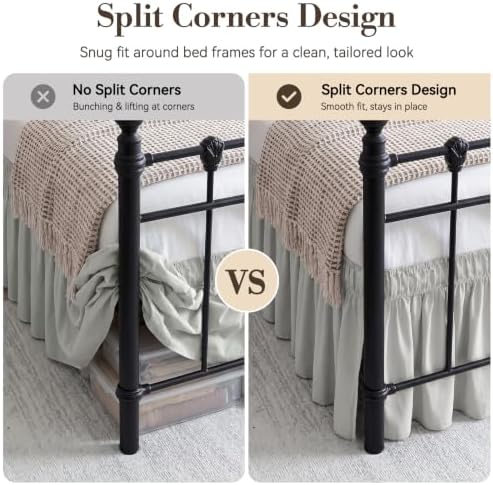 RIMELA Bed Skirt with Split Corners, Queen, 18 Inch Drop, Light Grey