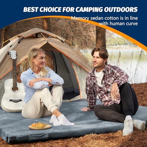 CYMULA Memory Foam Camping Mattress Pad, Sleeping Mat, Portable Roll Up Mattress for Adults, Camping Bed Pads for Sleepover, Car Bed with Travel Bag