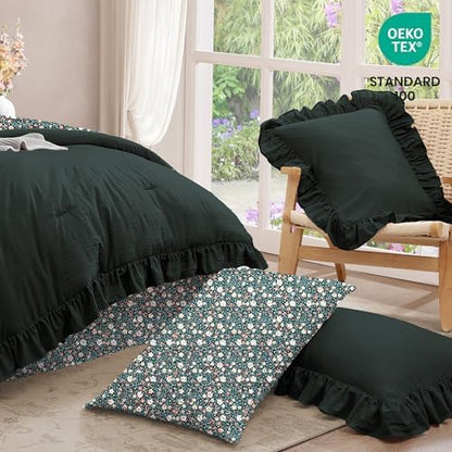BLOOMHAVEN Oversized Queen Comforter Set-7 Pieces Ruffle Bedding