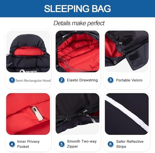 Down Sleeping Bag for Adults, 600 Fill Power Ultralight Backpacking