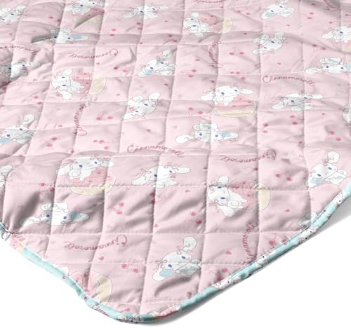 Northwest Sanrio Cinnamoroll Reversible Quilted Throw, Kawaii Cherry Cupcake Pattern, for Anime Fans, Game Room, Chair or Couch, 60 x 80 Inches