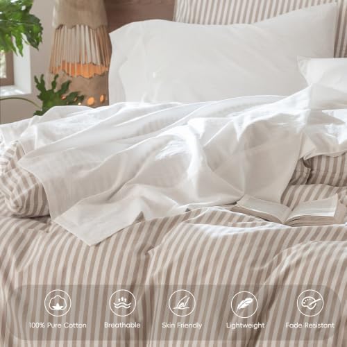 MooMee Sheet Set 100% Washed Cotton Linen-Like Extra Deep Pocket King