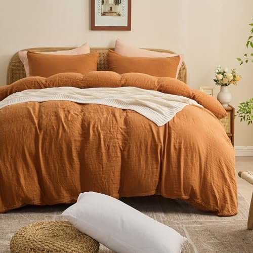 MEISHANG Muslin Duvet Cover Queen Size - 100% Organic Cotton