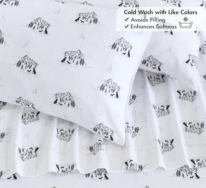 RUVANTI Flannel Sheets Set, Soul Dog White,
