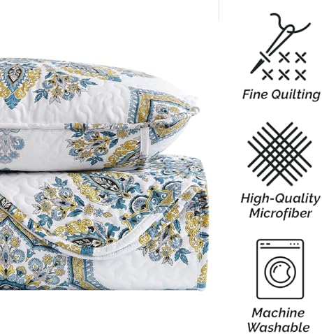 Twin Daybed Cover Set, Quilted 6-Piece Bedding with Shams, Infinity Aqua
