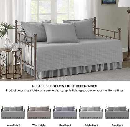 Comfort Spaces Kienna Daybed Cover Set 5 Piece with Bedskirt, 75 x 39 Grey