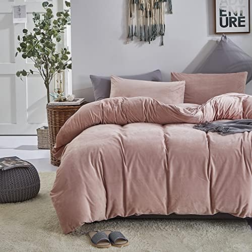 Wellboo Pink Velvet Comforter Full Women Girls Light Red Fluffy Bedding