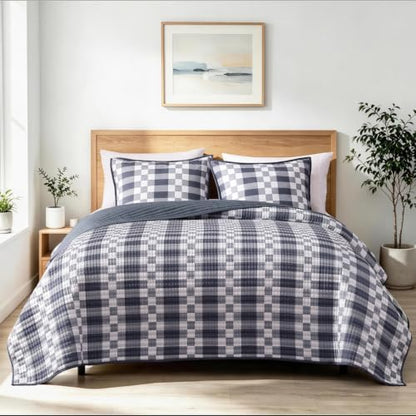 King Quilt-Lightweight Bedspread Plaid Quilt King Size Quilt Bedding Set