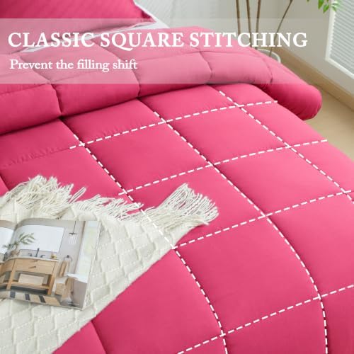HIG 3pc Hot Pink Full Size Bedding Comforter Set Duvet Insert Blanket