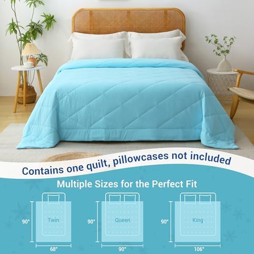 Viviland Cooling Blanket for Hot Sleepers, Cooling Comforter King Size, Breathable Lightweight Double-Sided Summer Blanket, Comfortable Soft All Season Blue 106 x 90 inches