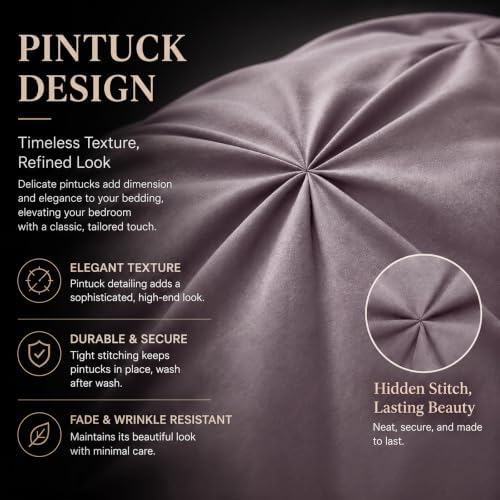 CozyLux King Comforter Set Dusty Purple, 7 Pieces Pintuck Bed in a Bag